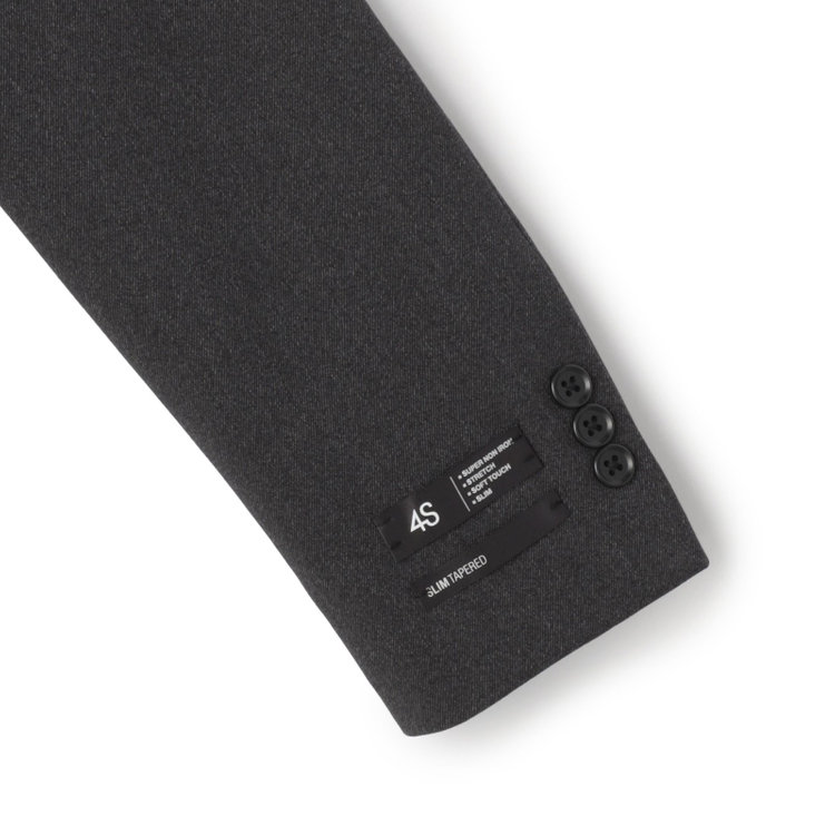 ブラックライン 【SLIM TAPERED_2】【年間】2釦シングルスーツ 0タック/グレー/ウエストシャーリング/4S/※パンツ裾上げ済仕様 グレー濃色