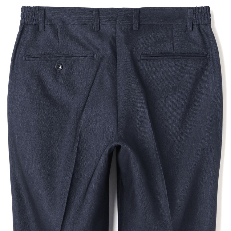 ブラックライン 【SLIM TAPERED】【年間】 2釦シングルスリーピーススーツ 0タック/ ダークネイビー×デジタルデニム  /ウエストシャーリング/ 4S TAKE OUT SUITS / ※パンツ裾上げ済仕様 紺濃色