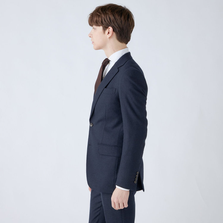 シルバーライン 【発送在庫あり】【CLASSICO TAPERED】【秋冬】2釦シングルスーツ 1タック/ネイビー×グレンチェック/RE:NEWOOL/※裾上げ必要 青中間
