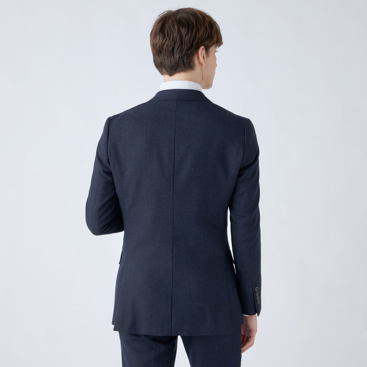 シルバーライン 【発送在庫あり】【CLASSICO TAPERED】【秋冬】2釦シングルスーツ 1タック/ネイビー×グレンチェック/RE:NEWOOL/※裾上げ必要 青中間
