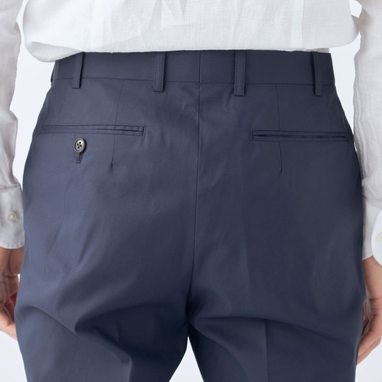 シルバーライン 【CLASSICO TAPERED】【春夏】1タックテーパードパンツ/ネイビー/ウエストムーブ/ICE EFFECT/※裾上げ済仕様 紺濃色
