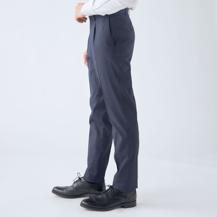 シルバーライン 【CLASSICO TAPERED】【春夏】1タックテーパードパンツ/ネイビー/ウエストムーブ/ICE EFFECT/※裾上げ済仕様 紺濃色