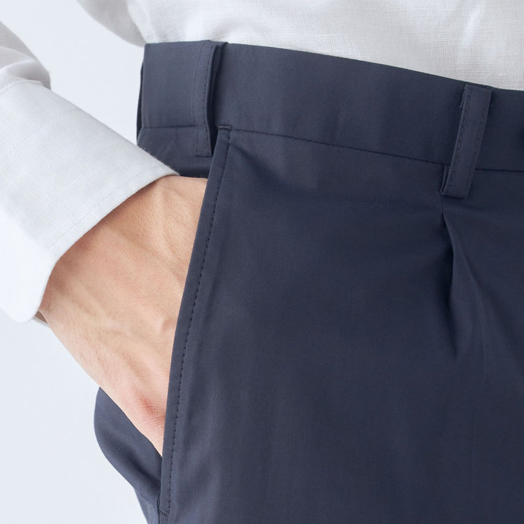 シルバーライン 【CLASSICO TAPERED】【春夏】1タックテーパードパンツ/ネイビー/ウエストムーブ/ICE EFFECT/※裾上げ済仕様 紺濃色