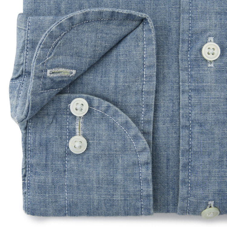 シルバーライン 【発送在庫あり】【CLASSICO TAPERED】ワイドカラーワイシャツ/ブルー/インディゴ染 青中間