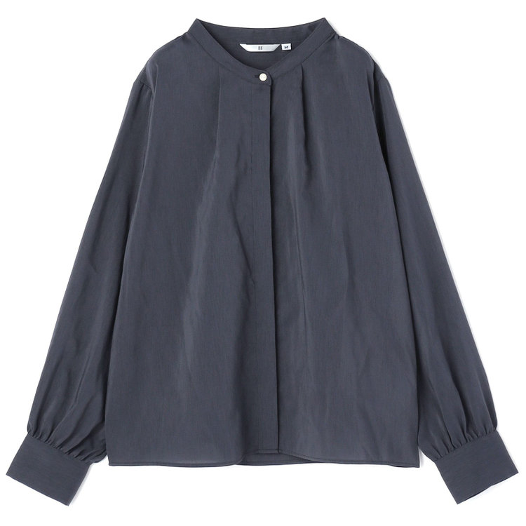 シルバーライン 【SL/長袖】バンドカラー比翼仕様/ネイビー/「ストレッチ」「通気性」「吸水・速乾」 紺濃色