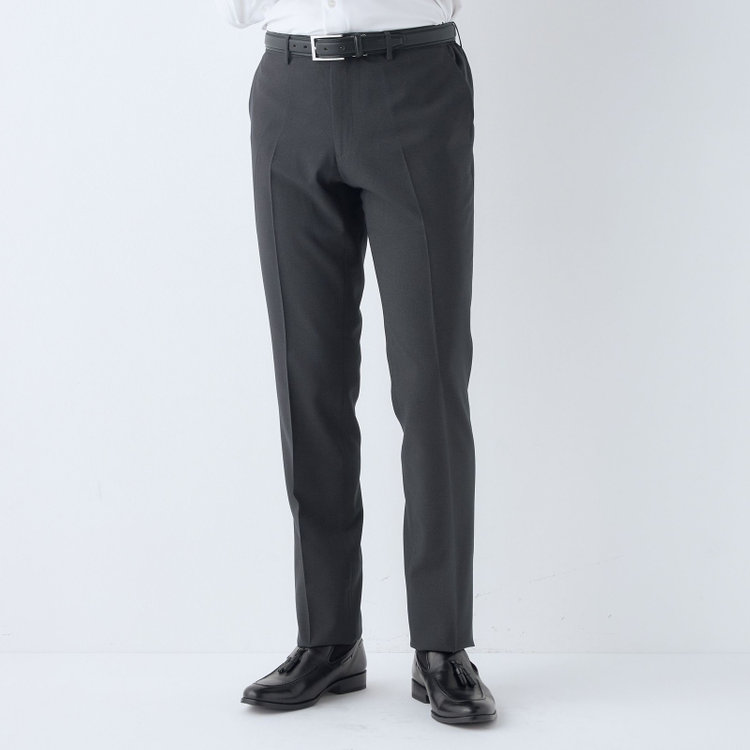 ブラックライン 【SLIM TAPERED】【春夏】0タックテーパードパンツ/グレー×チェック/ウエストシャーリング/ウォッシャブル/4S SUSTAINABILITY&ECOLOGY FABRIC/※裾上げ済仕様 グレー濃色