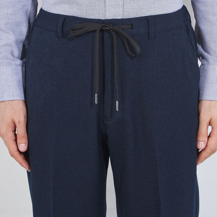 ソノタ 【BLACK LINE】【秋冬】ドローコード0タックパンツ/ネイビー/ウエストシャーリング仕様/※裾上げ済み仕様 紺中間