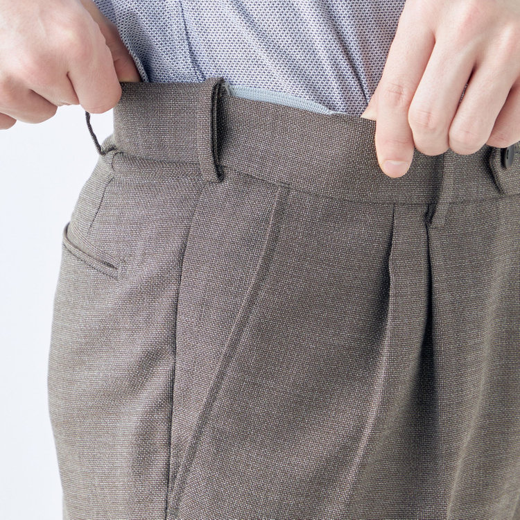 シルバーライン 【発送在庫あり】【CLASSICO TAPERED】【春夏】3釦段返りシングルスーツ 2タック/ブラウン/パッチポケット/ウエストムーブ仕様/MARZOTTO/※パンツ裾直し必要 茶中間