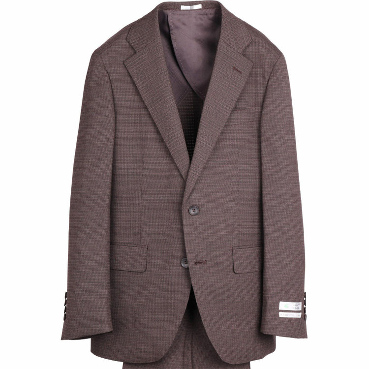 スーツセレクト 【WEB限定/OUTLET】【CLASSICO TAPERED】【春夏】スペアパンツ付き/2釦シングルスーツ 1タック/ブラウン×チェック/ウエストシャーリング/4S SUSTAINABILITY&ECOLOGY FABRIC ブラウン系(茶)
