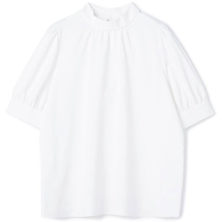 シルバーライン 【SILVER LINE/5分袖】パフスリーブスタンドカラープルオーバー/ホワイト 白