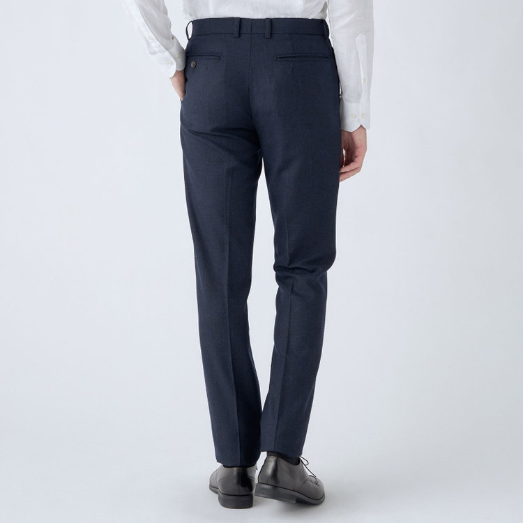 シルバーライン 【発送在庫あり】【CLASSICO TAPERED】【秋冬】2釦シングルスーツ 1タック/ネイビー×グレンチェック/RE:NEWOOL/※裾上げ必要 青中間