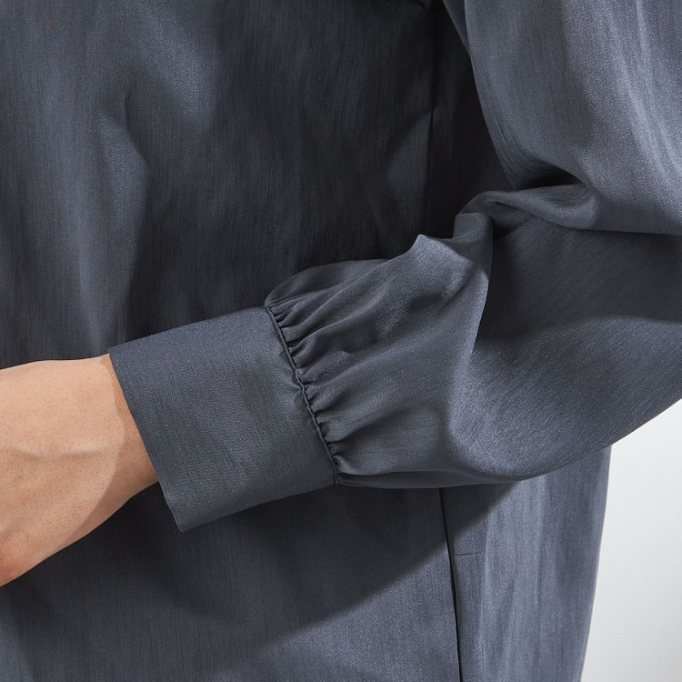 シルバーライン 【SL/長袖】バンドカラー比翼仕様/ネイビー/「ストレッチ」「通気性」「吸水・速乾」 紺濃色