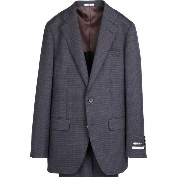 スーツセレクト 【CLASSICO TAPERED】【秋冬】コーディネートパンツ付き/2釦シングルスーツ 1タック/ネイビー＆ブラック×ハウンドトゥース+ダークグレーパンツ/シャーリング仕様/NEW ZEALAND WOOL MIX ネイビー系(紺)