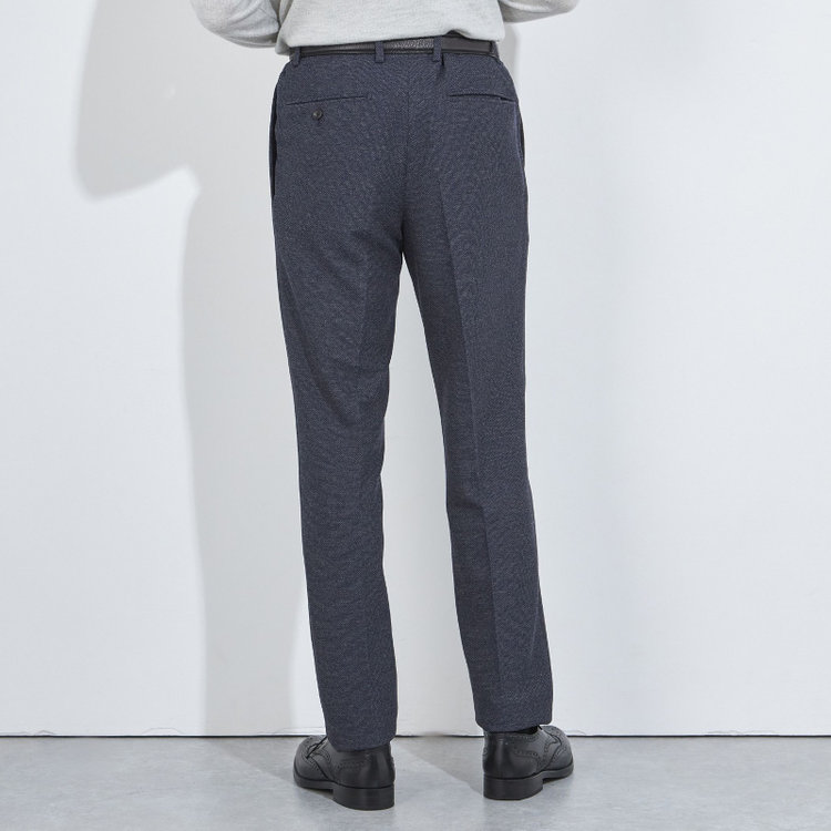 シルバーライン 【CLASSICO TAPERED】【秋冬】1タックテーパードパンツ/ネイビー/ウエストシャーリング/4S SUSTAINABILITY&ECOLOGY FABRIC/※裾上げ必要 紺濃色