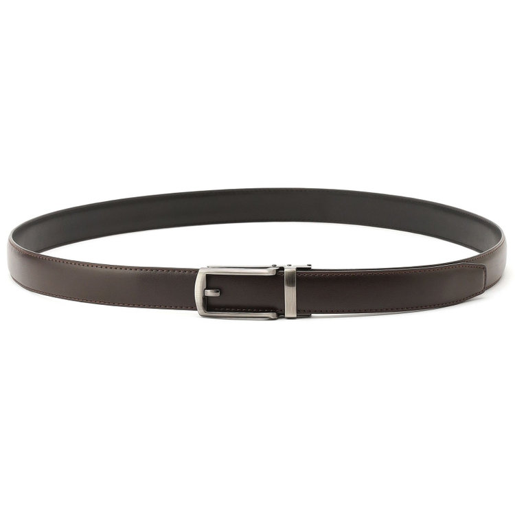 【フリーアジャスト仕様/5mm間隔/32段階】バックルロングベルト 2.9cm幅/ブラウン(ウエスト120cmまで対応)