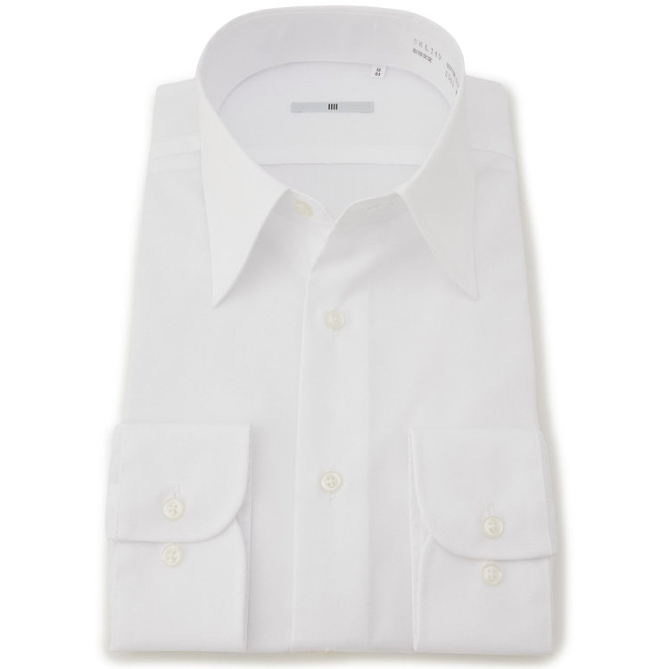 シルバーライン 【SILVER LINE】【形態安定】レギュラーカラードレスワイシャツ/ホワイト×ブロード (無地) 白