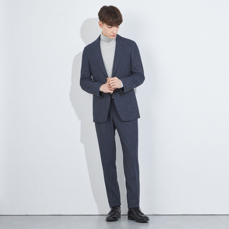 シルバーライン 【CLASSICO TAPERED】【秋冬】1タックテーパードパンツ/ネイビー/ウエストシャーリング/4S SUSTAINABILITY&ECOLOGY FABRIC/※裾上げ必要 紺濃色
