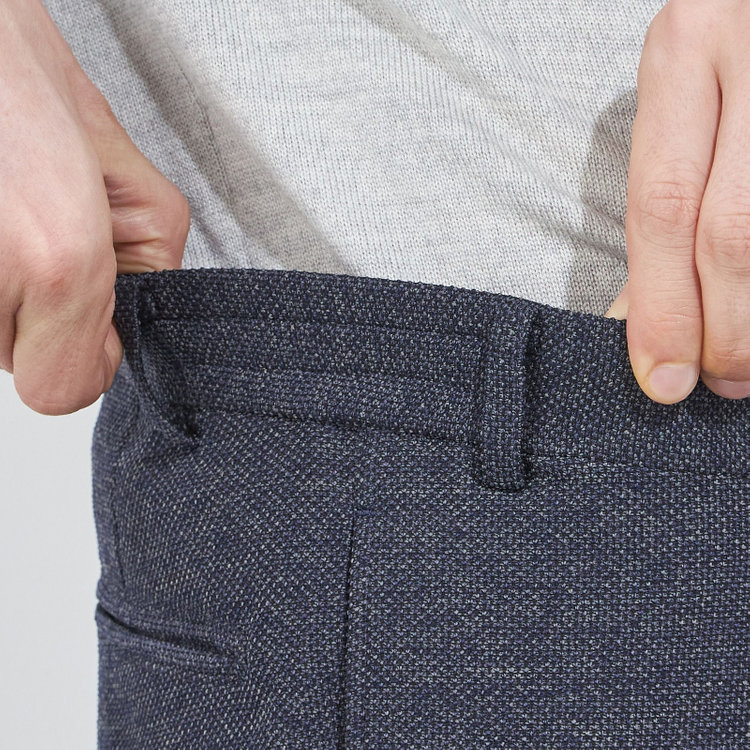 シルバーライン 【CLASSICO TAPERED】【秋冬】1タックテーパードパンツ/ネイビー/ウエストシャーリング/4S SUSTAINABILITY&ECOLOGY FABRIC/※裾上げ必要 紺濃色