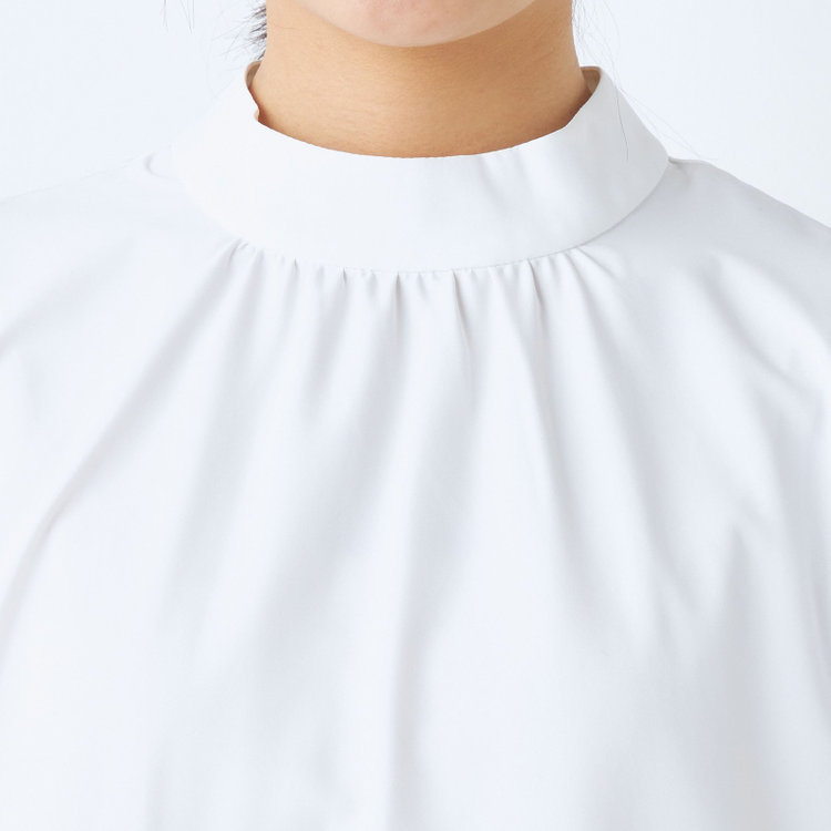 シルバーライン 【SILVER LINE/5分袖】パフスリーブスタンドカラープルオーバー/ホワイト 白