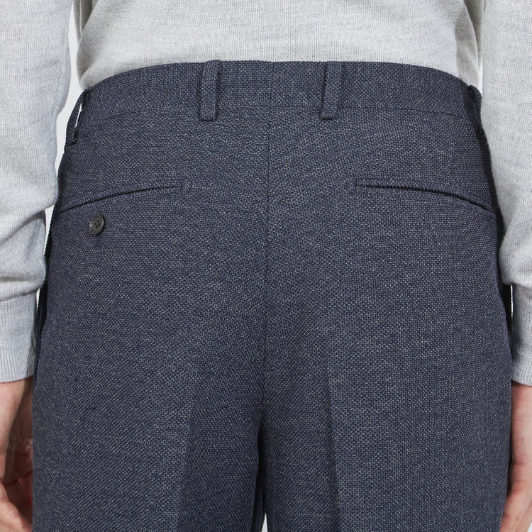 シルバーライン 【CLASSICO TAPERED】【秋冬】1タックテーパードパンツ/ネイビー/ウエストシャーリング/4S SUSTAINABILITY&ECOLOGY FABRIC/※裾上げ必要 紺濃色