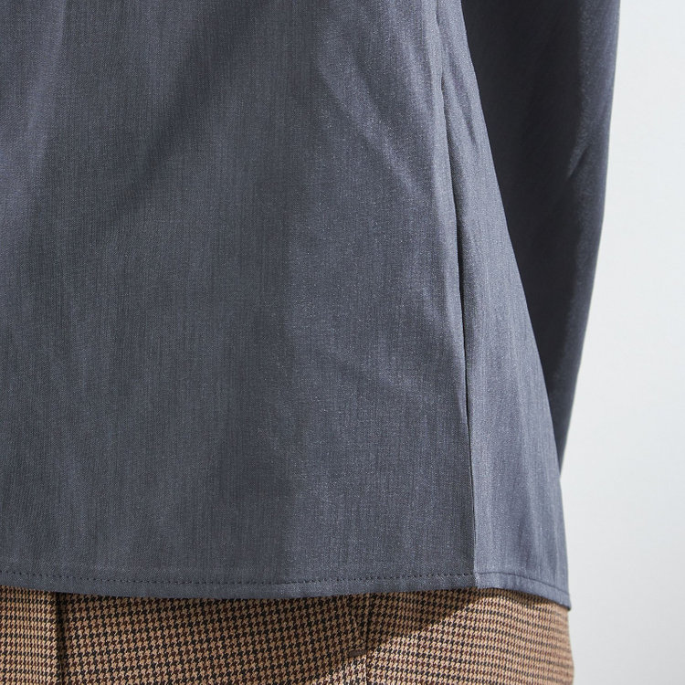 シルバーライン 【SL/長袖】バンドカラー比翼仕様/ネイビー/「ストレッチ」「通気性」「吸水・速乾」 紺濃色