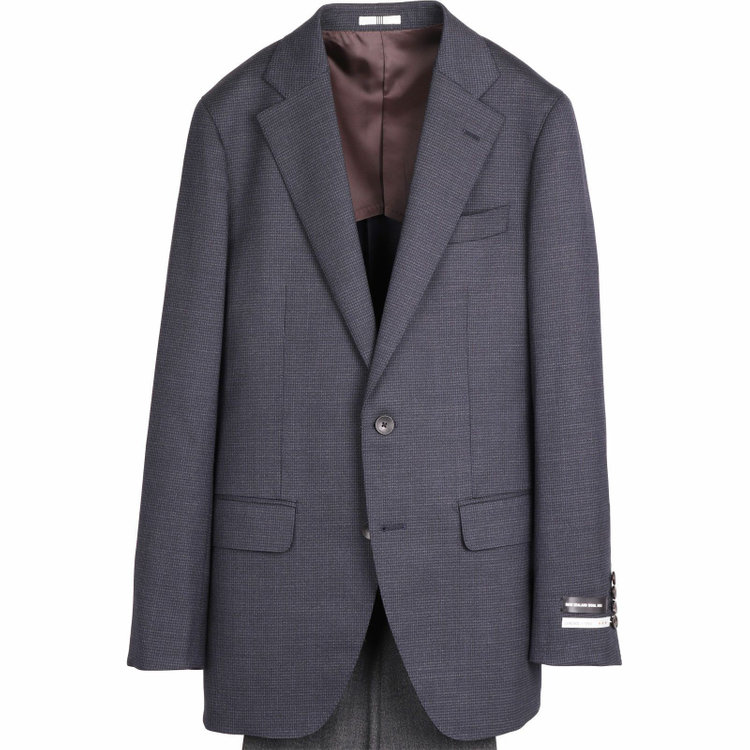 スーツセレクト 【CLASSICO TAPERED】【秋冬】コーディネートパンツ付き/2釦シングルスーツ 1タック/ネイビー＆ブラック×ハウンドトゥース+ダークグレーパンツ/シャーリング仕様/NEW ZEALAND WOOL MIX ネイビー系(紺)