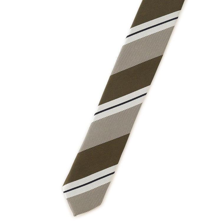 シルバーライン 【SILVER LINE】シルクブレンドストライプネクタイ 8.0cm幅/グリーン×ベージュ その他