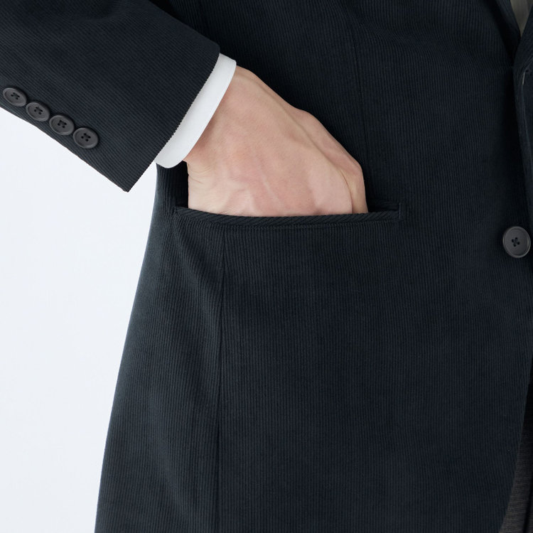 シルバーライン 【CLASSICO TAPERED】【秋冬】2釦ジャケット/ネイビー×コーデュロイ/4S SUSTAINABLE 紺濃色