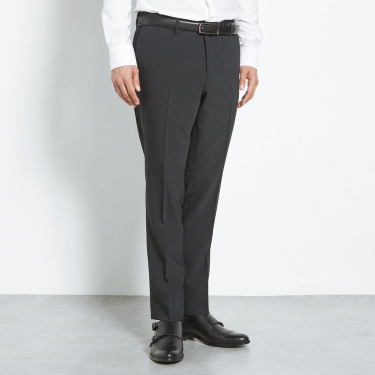 ブラックライン 【SLIM TAPERED】【年間】ウォッシャブル0タックテーパードパンツ/ブラック/裾上げ済仕様 黒