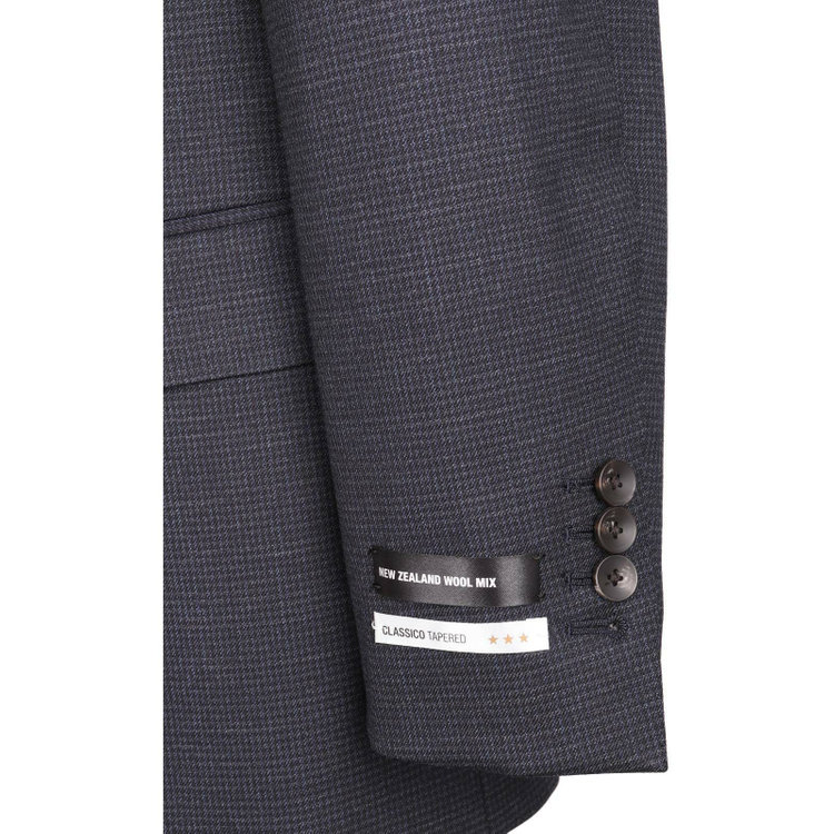 スーツセレクト 【CLASSICO TAPERED】【秋冬】コーディネートパンツ付き/2釦シングルスーツ 1タック/ネイビー＆ブラック×ハウンドトゥース+ダークグレーパンツ/シャーリング仕様/NEW ZEALAND WOOL MIX ネイビー系(紺)