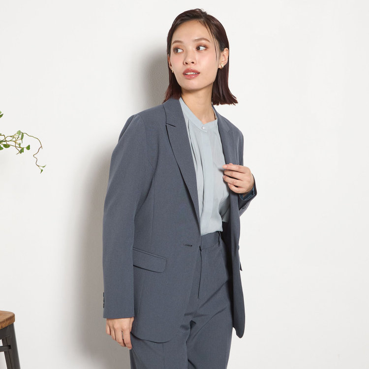 シルバーライン 【SILVER LINE】【年間】1釦シングルパンツスーツ/ネイビー/ウォッシャブル/ウエストシャーリング/4S SUSTAINABILITY&ECOLOGY FABRIC/※パンツ裾上げ済仕様 紺中間