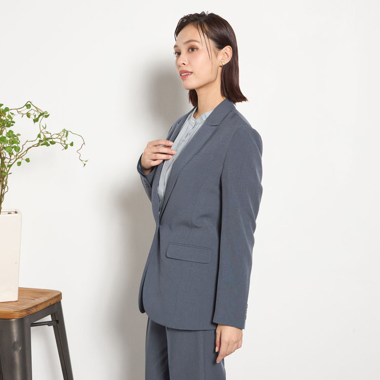 シルバーライン 【SILVER LINE】【年間】1釦シングルパンツスーツ/ネイビー/ウォッシャブル/ウエストシャーリング/4S SUSTAINABILITY&ECOLOGY FABRIC/※パンツ裾上げ済仕様 紺中間