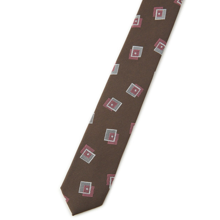 シルバーライン 【SILVER LINE】シルクブレンド小紋ネクタイ 8.0cm幅/ブラウン その他