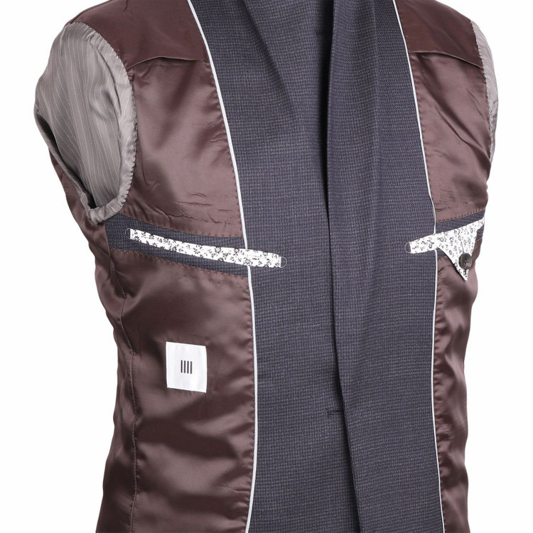 スーツセレクト 【CLASSICO TAPERED】【秋冬】コーディネートパンツ付き/2釦シングルスーツ 1タック/ネイビー＆ブラック×ハウンドトゥース+ダークグレーパンツ/シャーリング仕様/NEW ZEALAND WOOL MIX ネイビー系(紺)