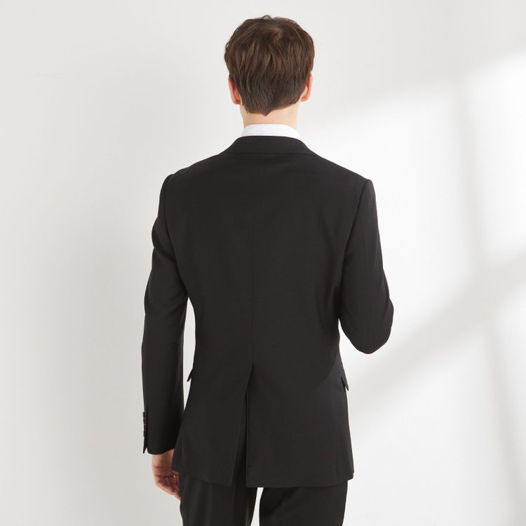 ブラックライン 【NEW-X】【年間】【フォーマル対応可】 2釦シングルスーツ 0タック/ブラック×ソリッド/LIMITED EDITION/Premium Black/※裾上げ必要 黒