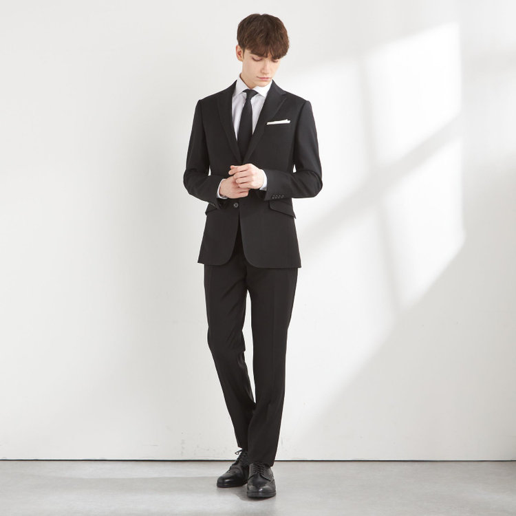 ブラックライン 【NEW-X】【年間】【フォーマル対応可】 2釦シングルスーツ 0タック/ブラック×ソリッド/LIMITED EDITION/Premium Black/※裾上げ必要 黒