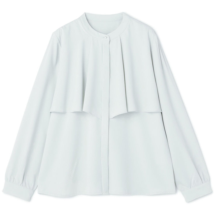 シルバーライン 【SL/長袖】ケープ付きバンドカラープルオーバーブラウス/アイスグリーン/2WAYストレッチ/UV加工/ウォッシャブル 緑淡色