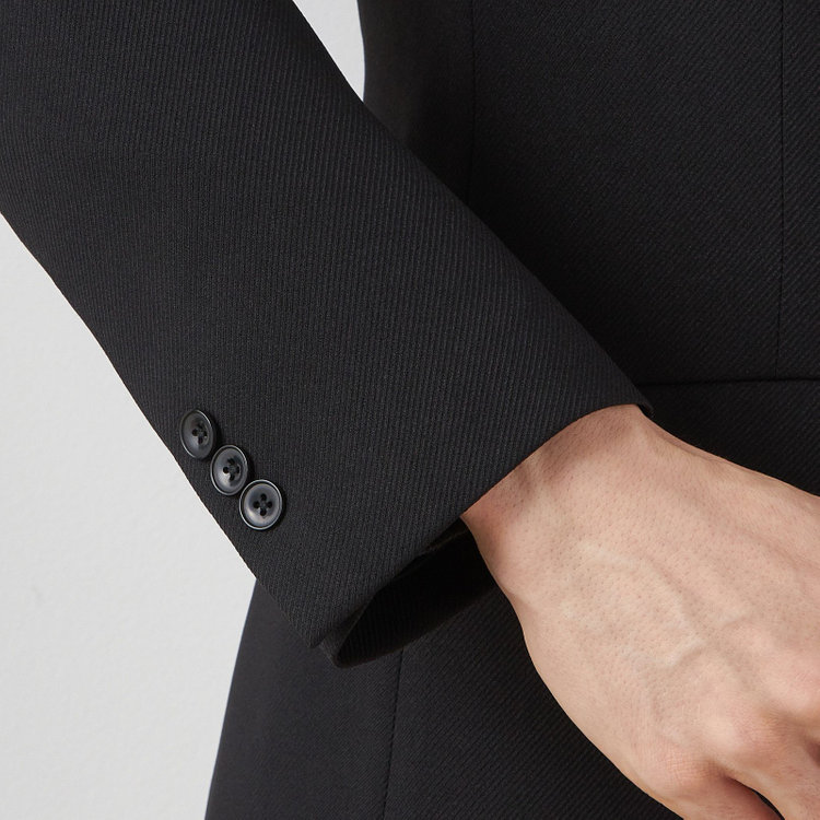 ブラックライン 【SLIM TAPERED_2】【年間】2釦シングルテーパードパンツスーツ 0タック/ブラック/ウエストシャーリング/4S/※パンツ裾上げ済仕様 黒