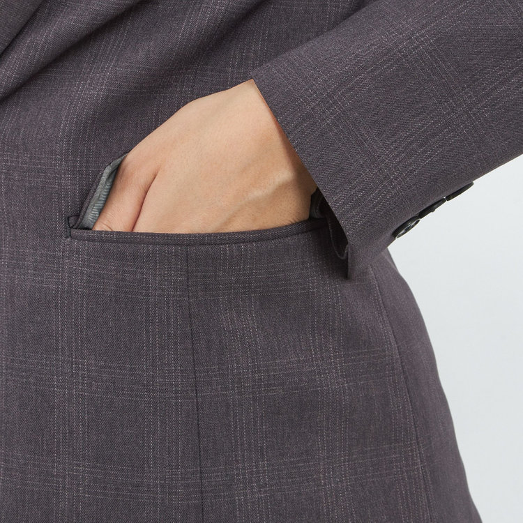 シルバーライン 【SILVER LINE】【秋冬】1釦パンツスーツ/グレー×チェック/ウォッシャブル/ウエストシャーリング/4S SUSTAINABILITY&ECOLOGY FABRIC/※パンツ裾上げ済仕様 グレー中間