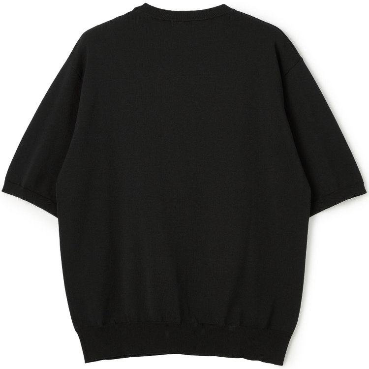 スーツセレクト 【RBC】【5分袖】コットンブレンドクルーネックニット/ブラック/マシンウォッシャブル 黒