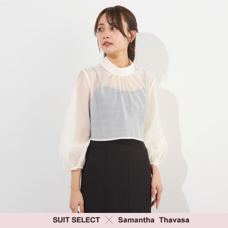 【SUIT SELECT×Samantha Thavasa】【長袖】ボウタイブラウス/オフホワイト