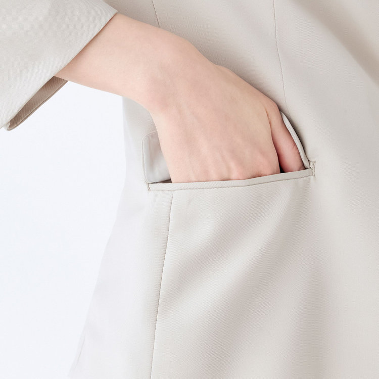 SUIT SELECT　アウトレット 【WEB限定/OUTLET/汚れ・キズ等有】【SL】【春夏】ノーカラー七分袖ジャケット/ライトグレー/ウォッシャブル グレー淡色