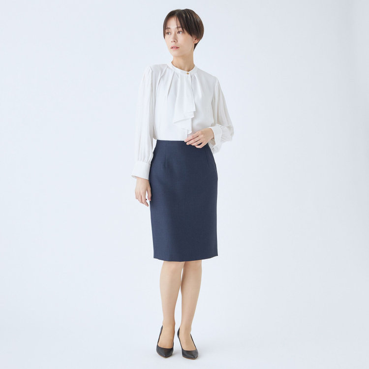 シルバーライン 【RELAX TAPERED】【年間】タイトスカート/ネイビー/ウォッシャブル 紺中間