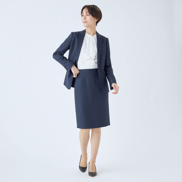 シルバーライン 【RELAX TAPERED】【年間】タイトスカート/ネイビー/ウォッシャブル 紺中間