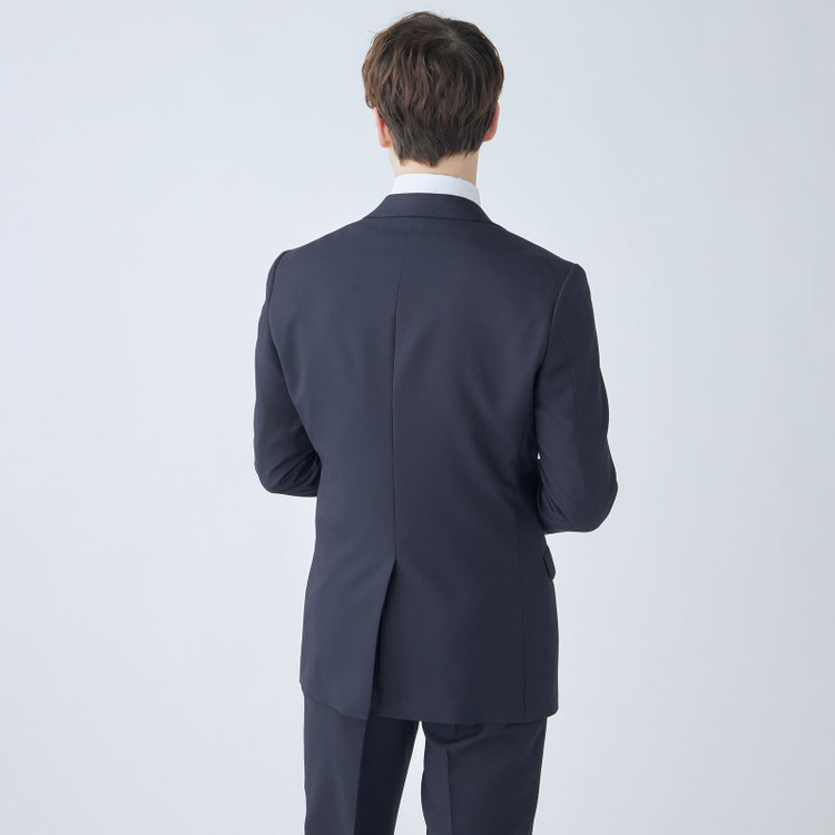 ブラックライン 【KSW】【年間】2釦シングルスーツ 0タック/ネイビー×シャドーストライプ/ウォッシャブルパンツ※裾上げ必要 紺濃色