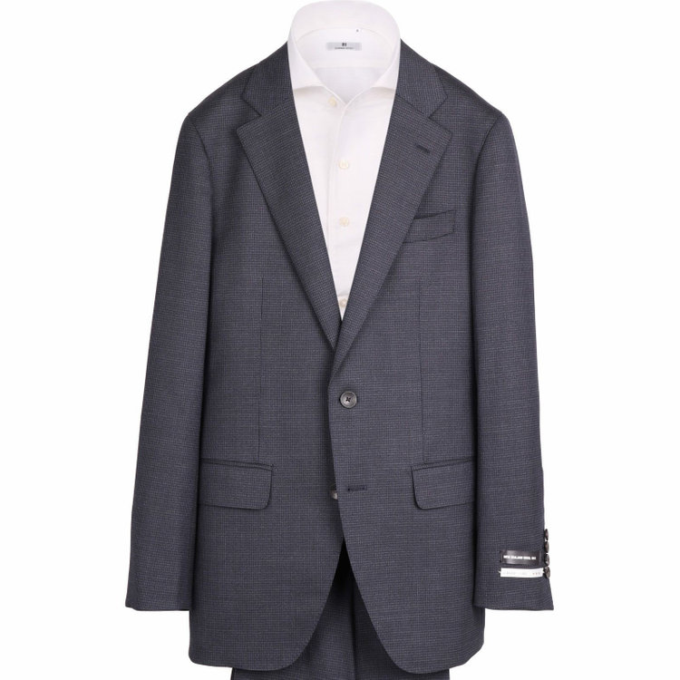 スーツセレクト 【CLASSICO TAPERED】【秋冬】コーディネートパンツ付き/2釦シングルスーツ 1タック/ネイビー＆ブラック×ハウンドトゥース+ダークグレーパンツ/シャーリング仕様/NEW ZEALAND WOOL MIX ネイビー系(紺)