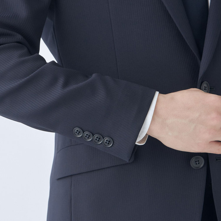 ブラックライン 【KSW】【年間】2釦シングルスーツ 0タック/ネイビー×シャドーストライプ/ウォッシャブルパンツ※裾上げ必要 紺濃色