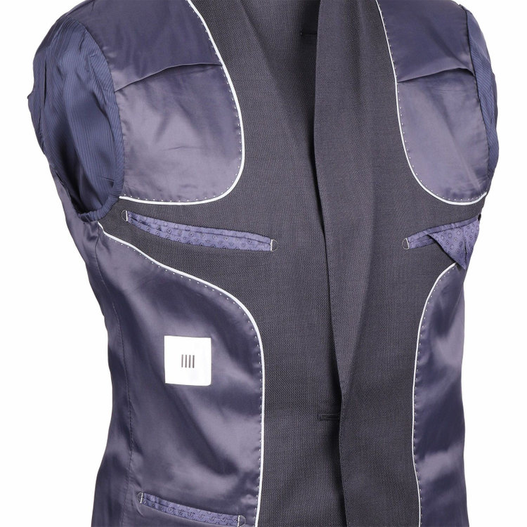 スーツセレクト 【発送在庫あり】【CLASSICO TAPERED】【年間】2釦シングルスリーピーススーツ 1タック/ネイビー×ピンドット ネイビー系(紺)