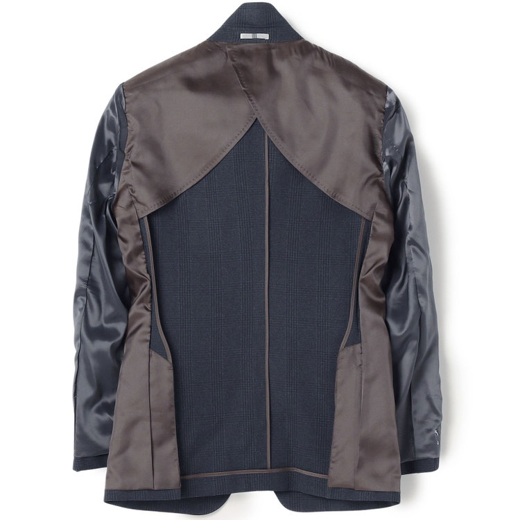 シルバーライン 【CLASSICO TAPERED】【秋冬】2釦シングルスリーピーススーツ 1タックテーパードパンツ/ネイビー×チェック/ウエストムーブ/4S SUSTAINABILITY&ECOLOGY FABRIC/※パンツ裾上げ済仕様 紺濃色