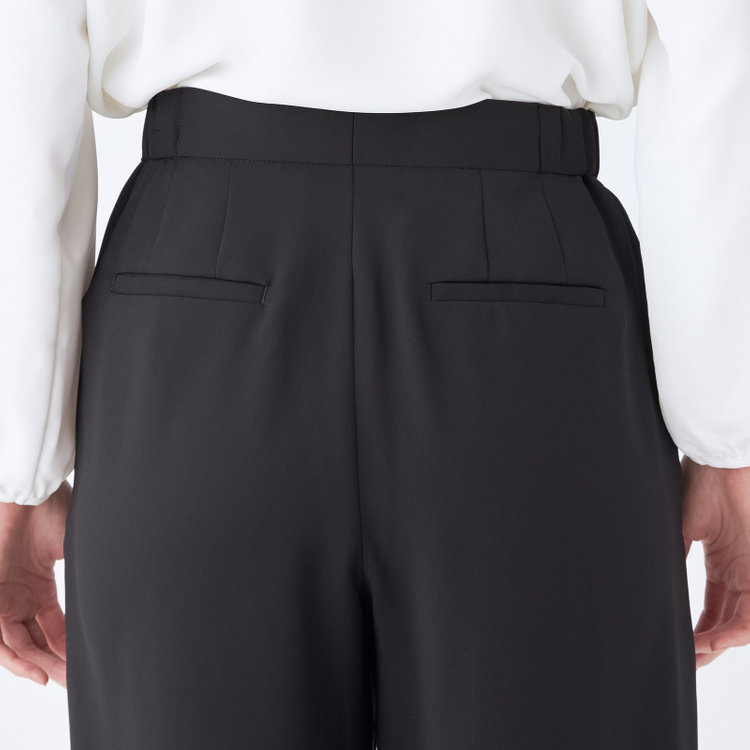 シルバーライン 【SL】【春夏】ワイドパンツ/ブラック/ウエストシャーリング/ウォッシャブル/裾上げ済仕様 黒